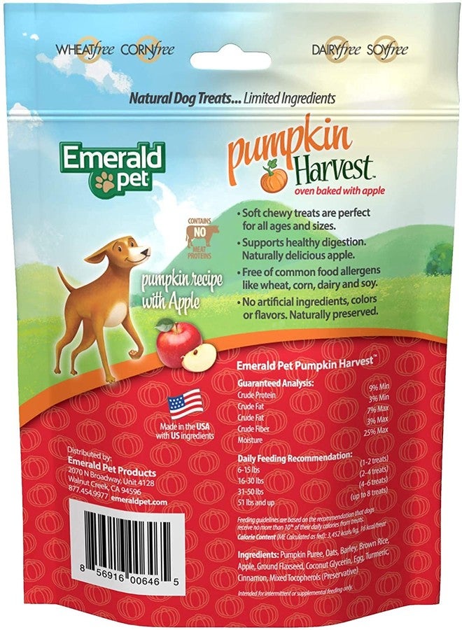 Emerald Pet 3 Pack of Apple Pumpkin Harvest Chewy Low Fat Dog Treats, 6 Ounces Each, Made in The USA - Image 2